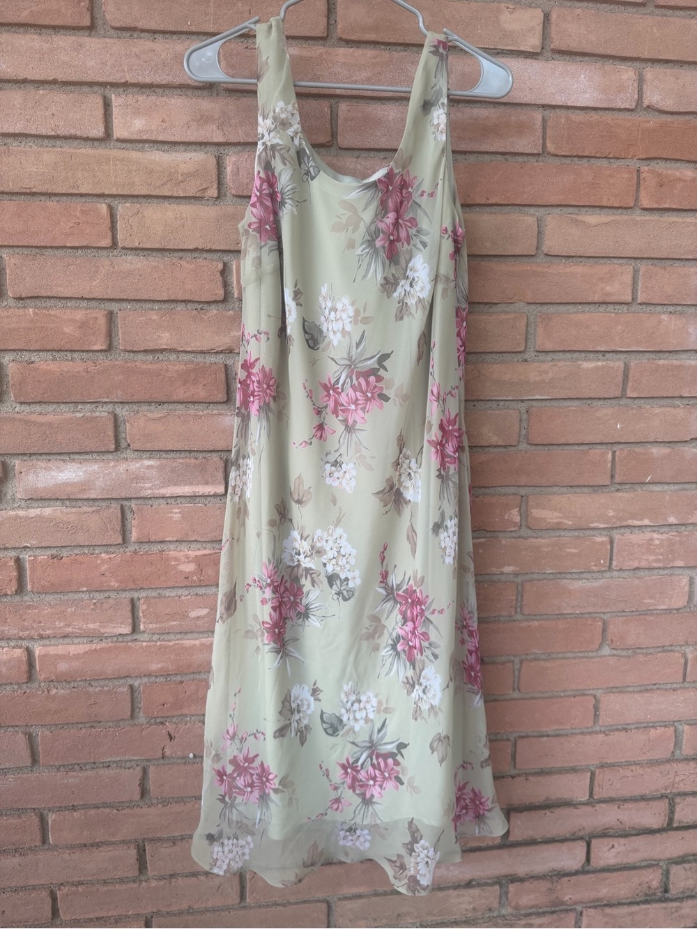 Virgo Olive Green Maxi Dress with Pink & White Floral Print